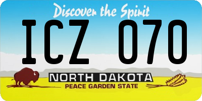 ND license plate ICZ070