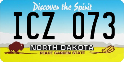 ND license plate ICZ073