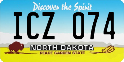 ND license plate ICZ074