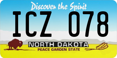 ND license plate ICZ078