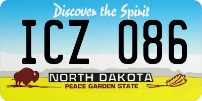 ND license plate ICZ086