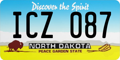 ND license plate ICZ087