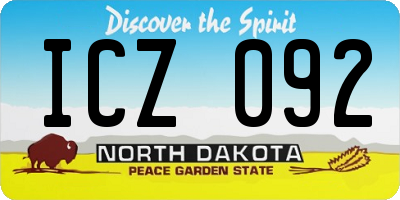 ND license plate ICZ092