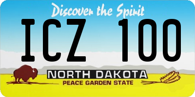 ND license plate ICZ100