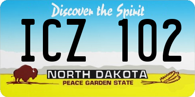 ND license plate ICZ102