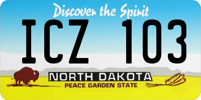 ND license plate ICZ103