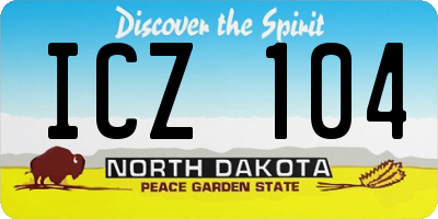 ND license plate ICZ104