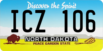 ND license plate ICZ106