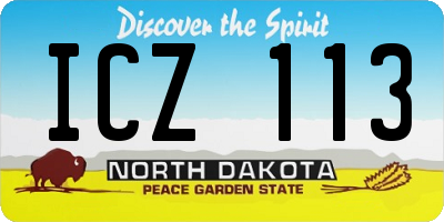 ND license plate ICZ113