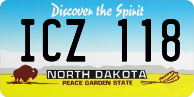 ND license plate ICZ118
