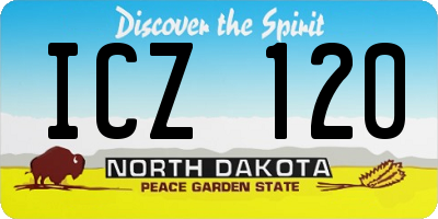 ND license plate ICZ120