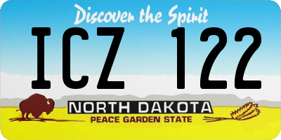 ND license plate ICZ122
