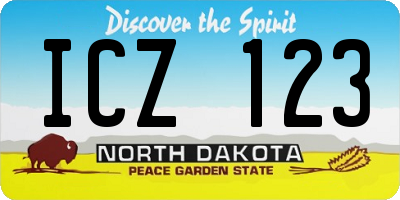 ND license plate ICZ123