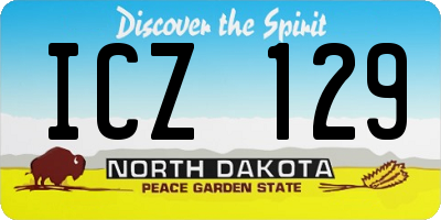 ND license plate ICZ129