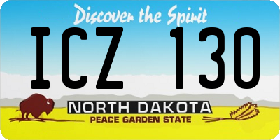 ND license plate ICZ130