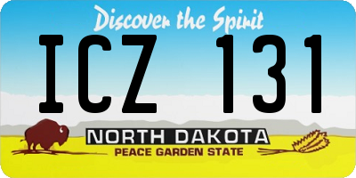 ND license plate ICZ131