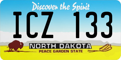 ND license plate ICZ133
