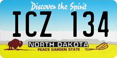 ND license plate ICZ134