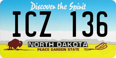 ND license plate ICZ136