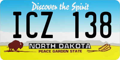 ND license plate ICZ138