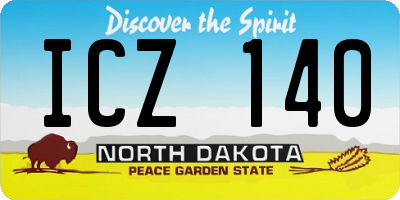 ND license plate ICZ140