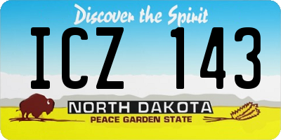 ND license plate ICZ143