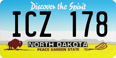 ND license plate ICZ178