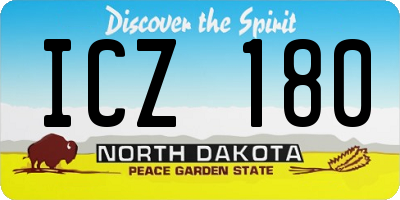 ND license plate ICZ180