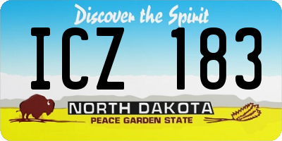 ND license plate ICZ183