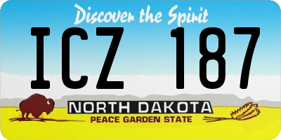 ND license plate ICZ187