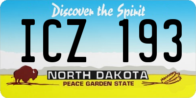 ND license plate ICZ193