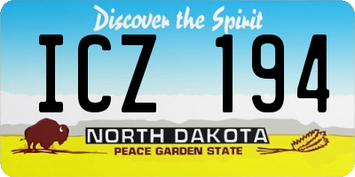 ND license plate ICZ194