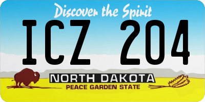 ND license plate ICZ204