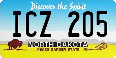 ND license plate ICZ205