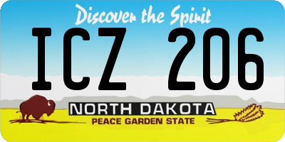 ND license plate ICZ206