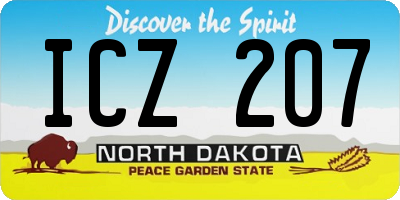 ND license plate ICZ207