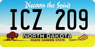 ND license plate ICZ209