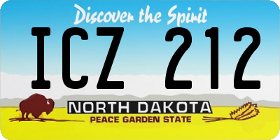 ND license plate ICZ212
