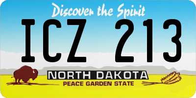 ND license plate ICZ213