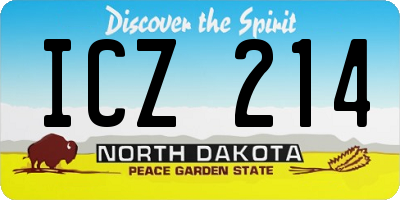 ND license plate ICZ214