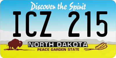 ND license plate ICZ215