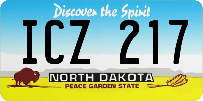 ND license plate ICZ217