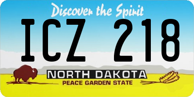 ND license plate ICZ218