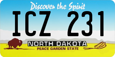 ND license plate ICZ231