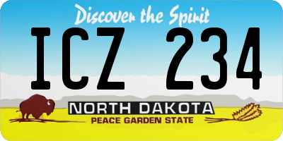 ND license plate ICZ234