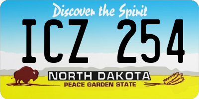 ND license plate ICZ254