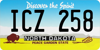 ND license plate ICZ258