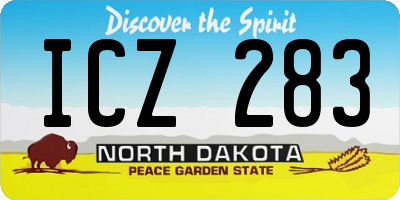 ND license plate ICZ283