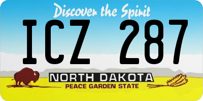 ND license plate ICZ287