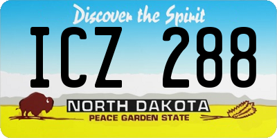 ND license plate ICZ288